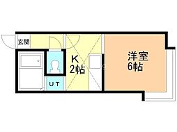 グランプリ水車町 1Kの間取図画像