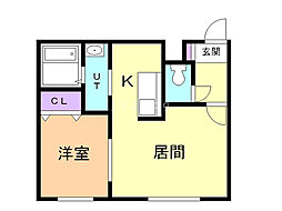 エール平岸 1LDKの間取図画像