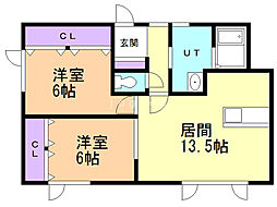 Decent川沿 2LDKの間取図画像