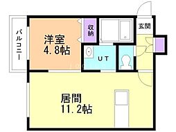 COCO美園 1LDKの間取図画像