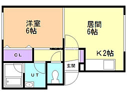 プラムヒル2.3 1LDKの間取図画像