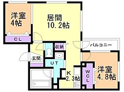 アストラリス平岸 2LDKの間取図画像