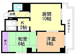 伊丹地所豊平コート 2LDKの間取図画像