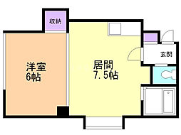 サンジェーヌ 1DKの間取図画像