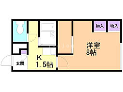 レオパレスルキナ 1Kの間取図画像