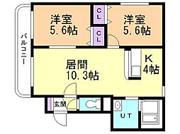 ジュラヒルズ福住 2LDKの間取図画像