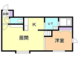 プレシャス弐番館 1LDKの間取図画像