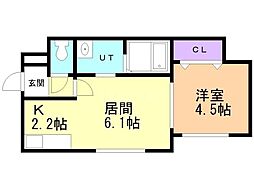 SORAライブマーケット平岸 1LDKの間取図画像