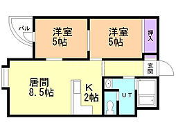 ディオステージ平岸 2LDKの間取図画像