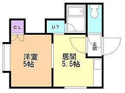 ビブレ月寒西2 1DKの間取図画像