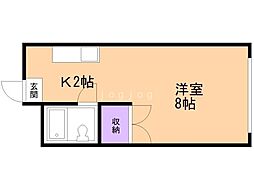 ロータスハイツ・川沿 1Kの間取図画像