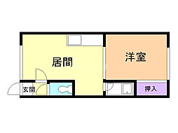 ルーベデンス藤野 1DKの間取図画像