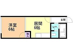 カスティーロ月寒東 1DKの間取図画像