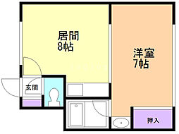 フェリスデア平岸A 1LDKの間取図画像
