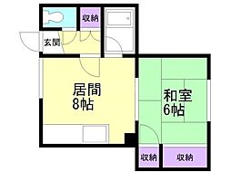 晴岳荘 1LDKの間取図画像