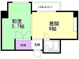 月寒東16ビル 1LDKの間取図画像