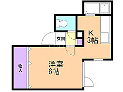 プラザイン月寒 1Kの間取図画像