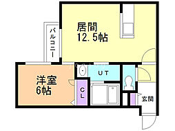 ジェルメ美園 1LDKの間取図画像