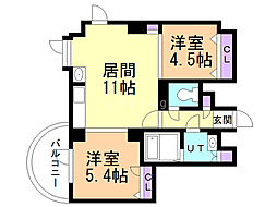 水車町マンション 2LDKの間取図画像