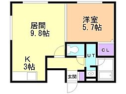 クラウド 1LDKの間取図画像