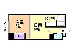 ミラバ豊平 1DKの間取図画像
