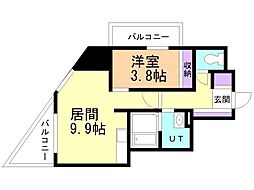 KDXレジデンス豊平公園 1LDKの間取図画像