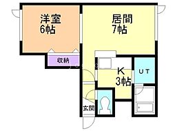 月寒パークヴィラ 1LDKの間取図画像
