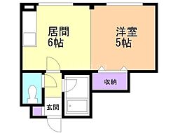 ハーベスト5 1DKの間取図画像