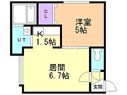 フォレスト澄川 1LDKの間取図画像