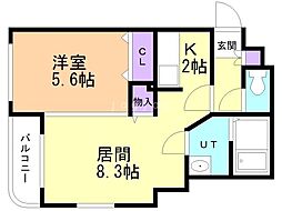 平岸スクエア21 1LDKの間取図画像