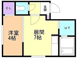 ラグナベルデ美園 1DKの間取図画像