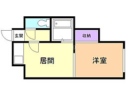 ユキハイム 1DKの間取図画像