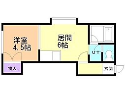 ヒルトップ-S 1DKの間取図画像