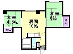 シティハウス月寒 2LDKの間取図画像