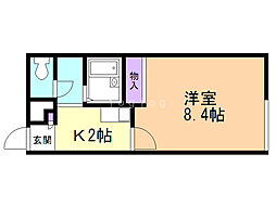 レオパレスリュウカ 1Kの間取図画像
