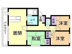 朝日ハートフルプレイス 3LDKの間取図画像