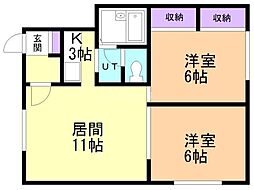 シティ57 2LDKの間取図画像