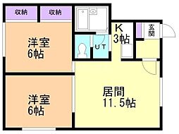 シティ57 2LDKの間取図画像