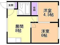 エイトマンション 2DKの間取図画像