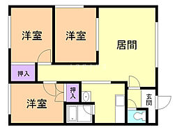 メゾンマルク3 3LDKの間取図画像