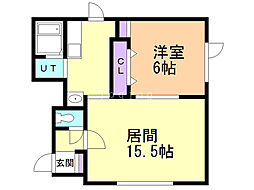 ウェストコート 1LDKの間取図画像