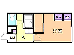 レオパレスあしたば 1Kの間取図画像