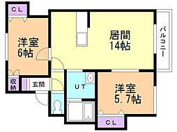 LandScape岡山 2LDKの間取図画像
