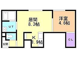 sumika岩見沢 1LDKの間取図画像