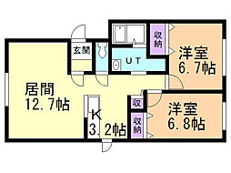 ビバーチェ 2LDKの間取図画像