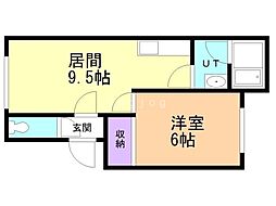 パークマンション6 1DKの間取図画像