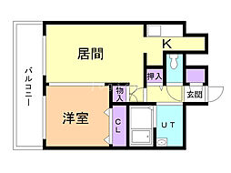アーバンヴィレッジ岩見沢 1LDKの間取図画像