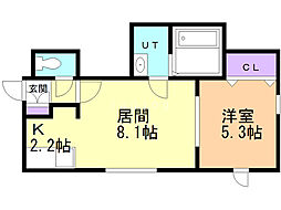 オニオン元町 1LDKの間取図画像