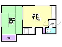 柴田マンション 1DKの間取図画像