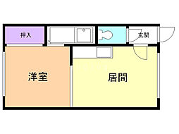 コーポ若草 1DKの間取図画像